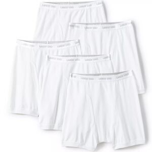 Lands’ End Boxer Briefs Men’s 4XL 4x 4XLT White Cotton Knit 5 Pack NWT $74.95